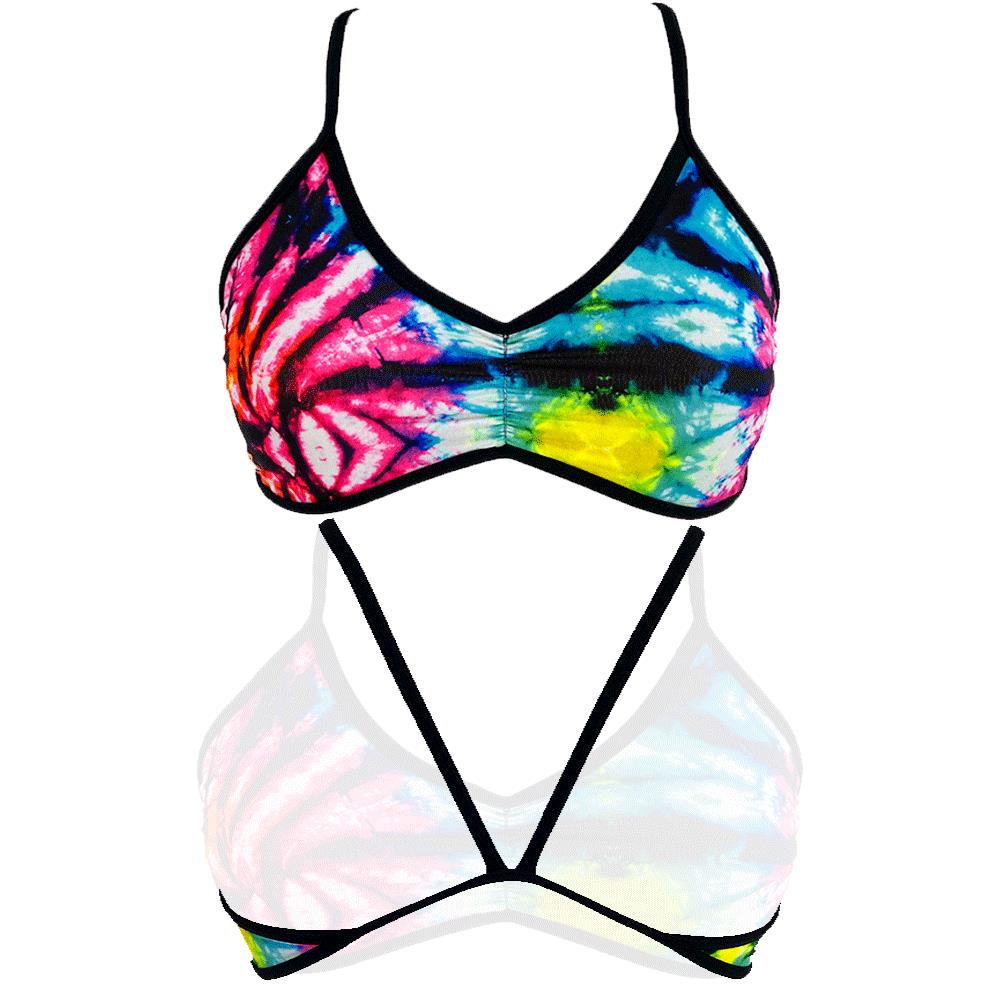 Bikini Top Funky Tie Dye Rainbow