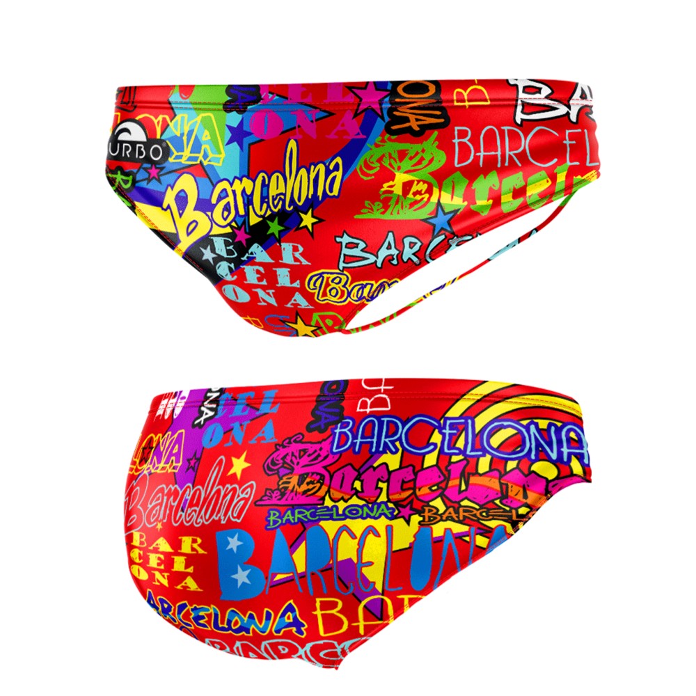 Wasserball-Badeanzug Herren Barcelona Lights Rot