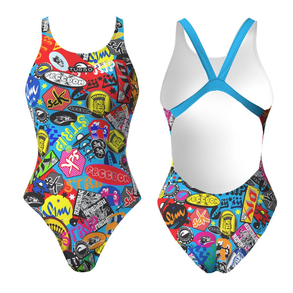 Bañador Natacion Mujer Stickers Colors