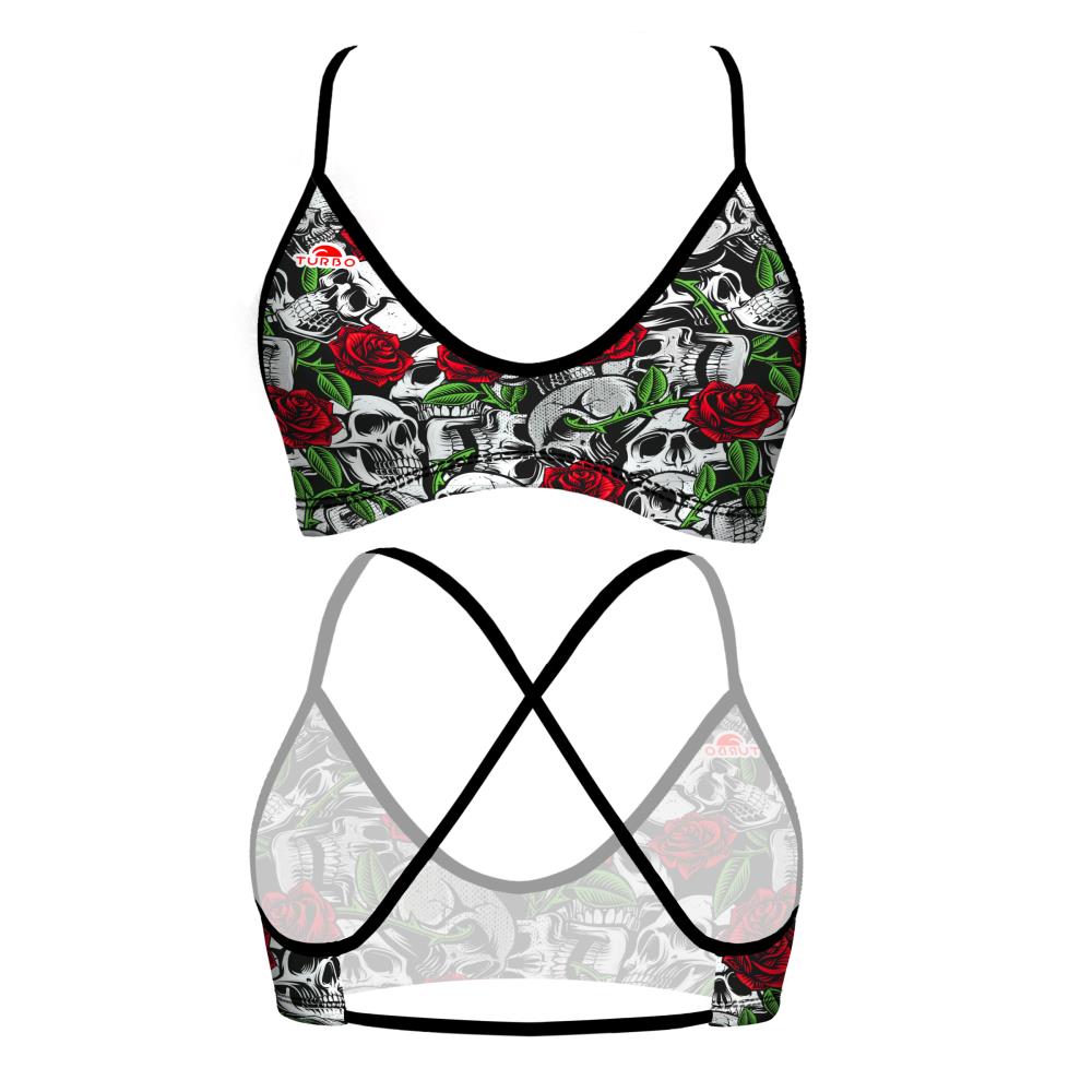 BIKINI TOP MARE SKULL AND ROSES