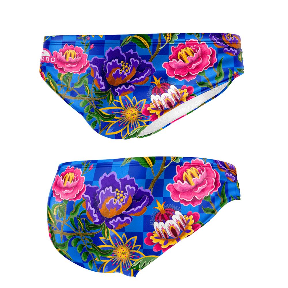 Costume da bagno pallanuoto Flowers-Blu