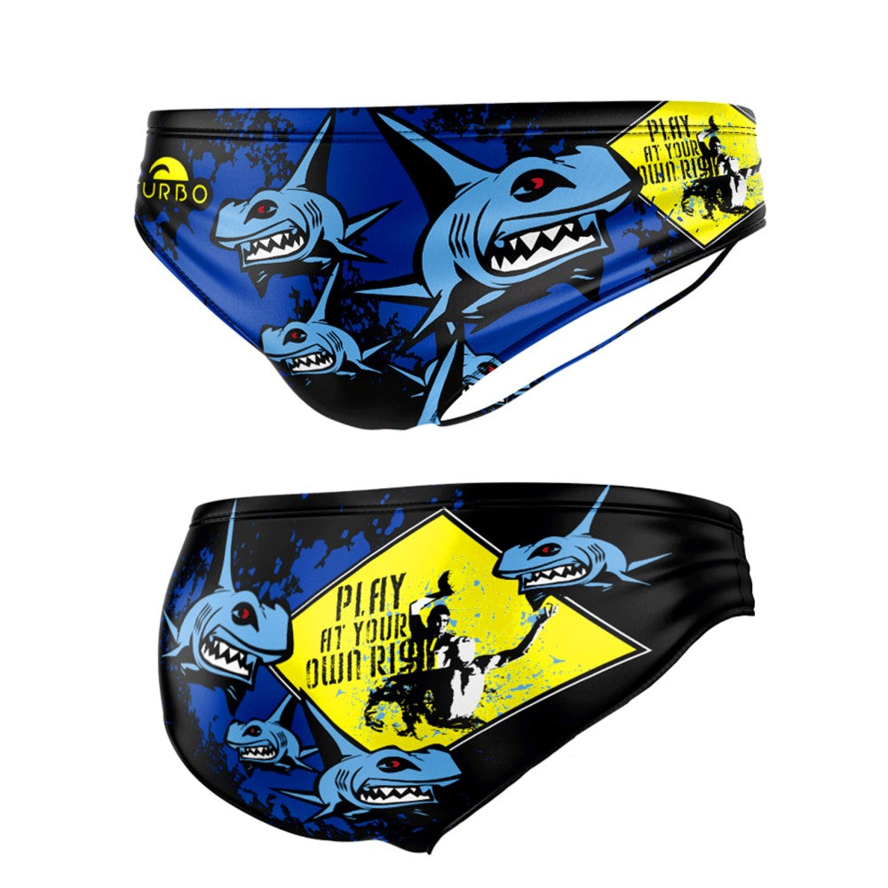 MAILLOT DE BAIN WATERPOLO GARÇON  PLAY AT YOUR OWN RISK