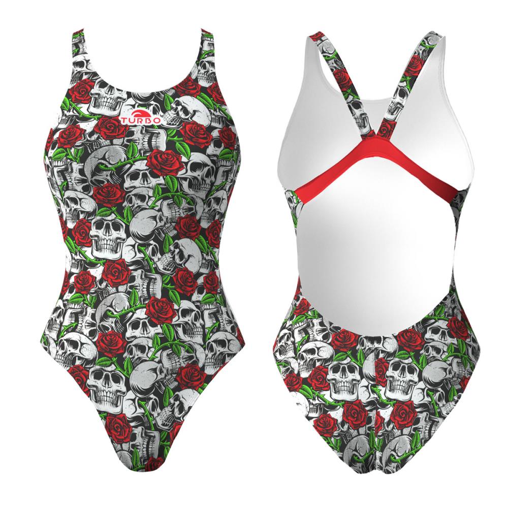 SWIMSUIT WIDE STRAP  SKULL AND ROSES 2019