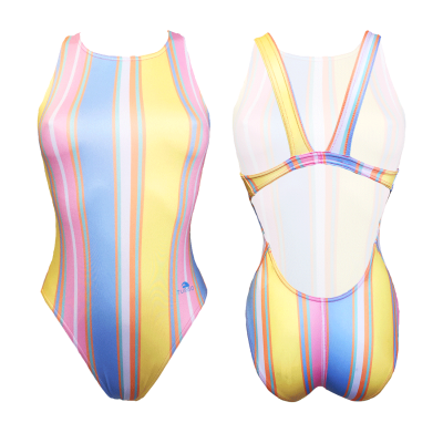 Stroje kąpielowe dziewczęce. Strój kąpielowy na szerokich ramiączkach dla dziewczynki Pastel Stripes