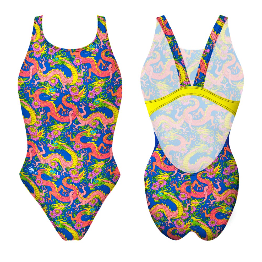 SWIMSUIT WIDE STRAP BLUE DRAGON