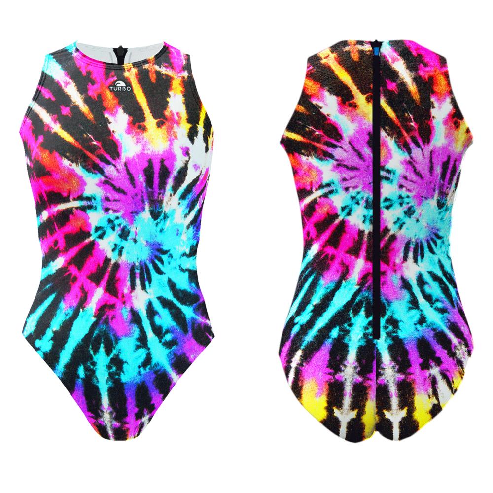 Badpakken Waterpolo Dames. Badpak Waterpolo Tie Dye Rainbow