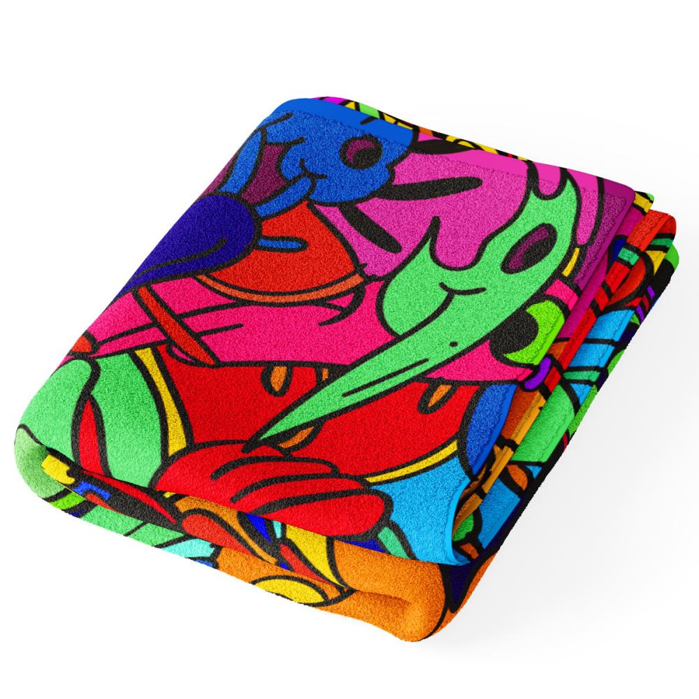 Badetücher für den Pool. Handtuch Baumwolle-Mikrofaser (145 X100) Super Psychedelic