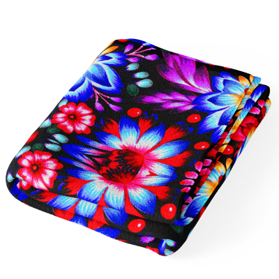 TOWEL COTTON-MICROFIBER (145  x100) BLACK FLOWER