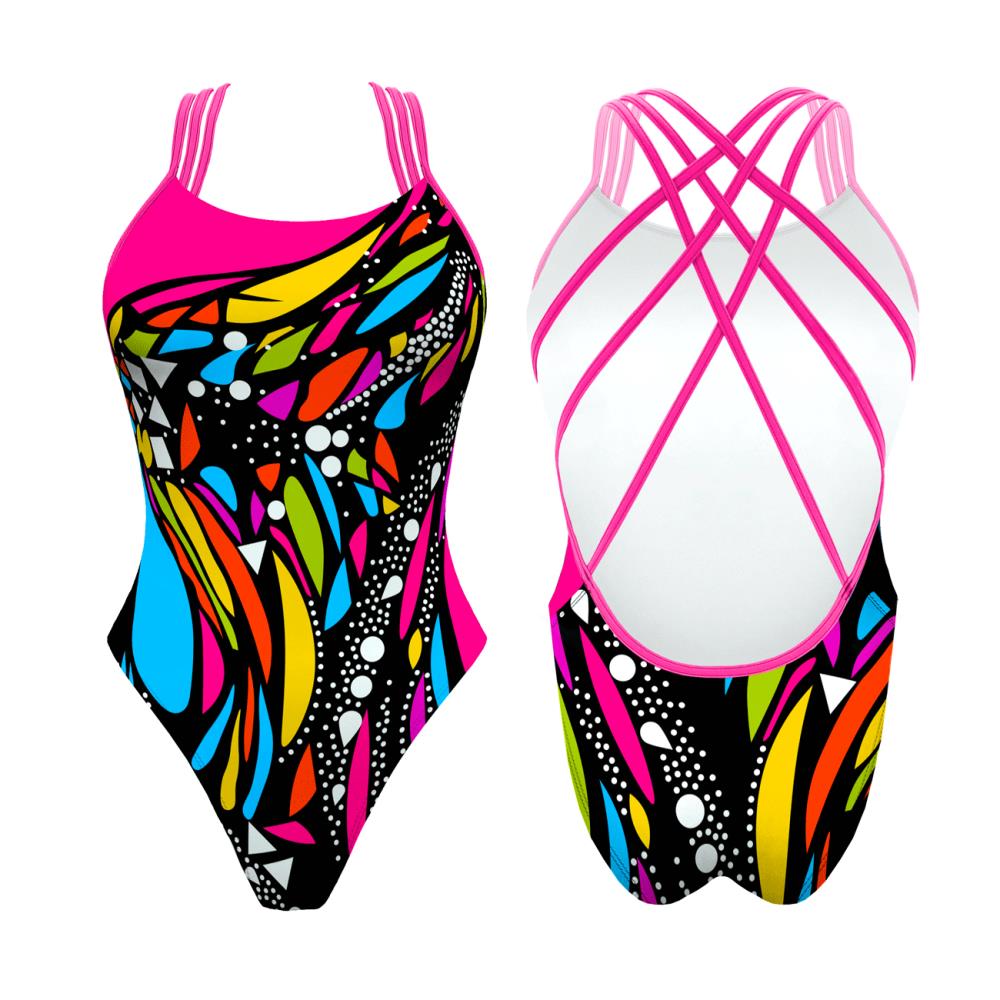 BADEANZÜGE FÜR DAMEN. Kunstturn-Badeanzug F041 Lycra